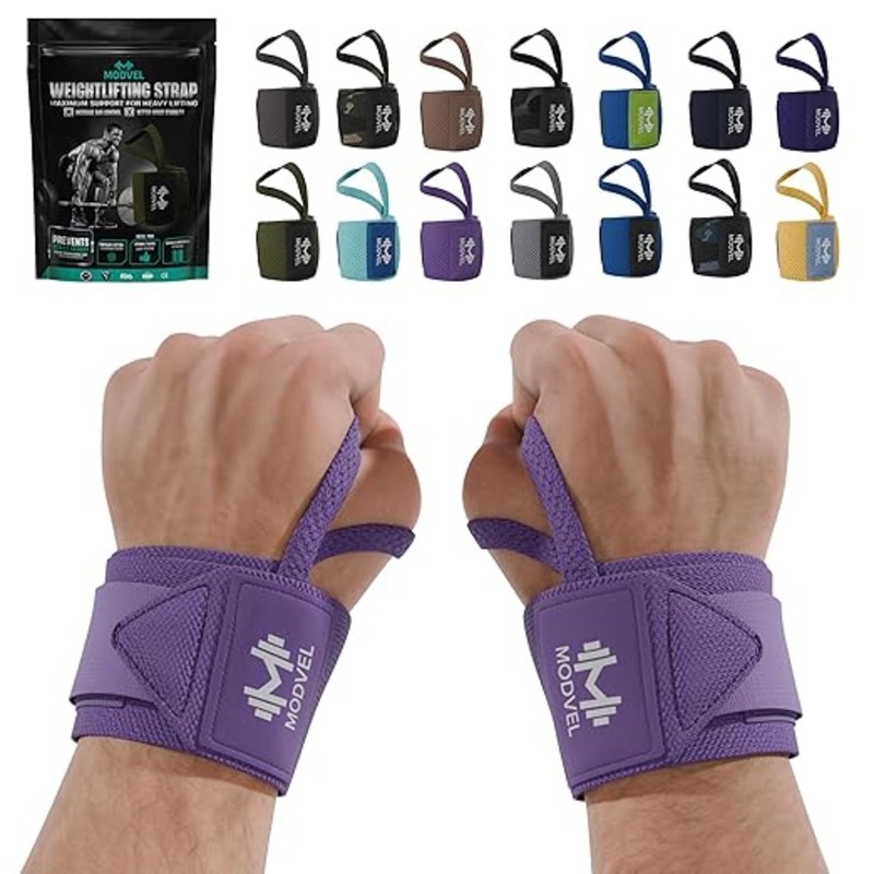 Modvel Adjustable Wrist Wraps for Gym & Lifting  Thick, Breathable Support Straps for Wrist Stability, Comfort & Grip  Ideal for Weight Training, CrossFit & Gym Workouts  R Lavender 2-Pack