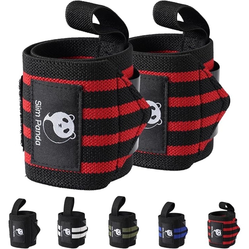 Slim Panda Weightlifting Wrist Wraps- Upgraded Wrist Support with Heavy Duty Thumb Loop for Powerlifting, Bodybuilding, and Weight Lifting Men & Women